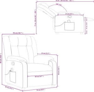 vidaXL Rozkładany fotel masujący, winna czerwień, obity tkaniną 12