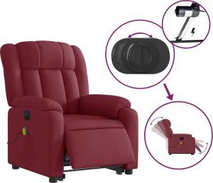 vidaXL Podnoszony fotel masujący, elektryczny, rozkładany, czerwony 5