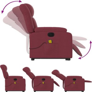 vidaXL Podnoszony fotel masujący, elektryczny, rozkładany, czerwony 6