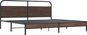 vidaXL Metalowa rama łóżka, bez materaca, brązowy dąb, 180x200 cm 3