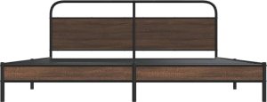 vidaXL Metalowa rama łóżka, bez materaca, brązowy dąb, 180x200 cm 5