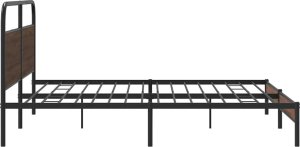 vidaXL Metalowa rama łóżka, bez materaca, brązowy dąb, 180x200 cm 6