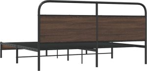 vidaXL Metalowa rama łóżka, bez materaca, brązowy dąb, 180x200 cm 7