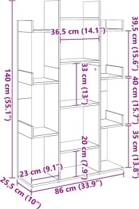 vidaXL Regał na książki, dąb artisan, 86x25,5x140 cm 9