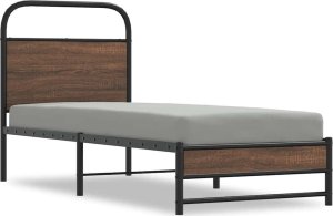 vidaXL Łóżko bez materaca, 75x190 cm, brązowy dąb 2