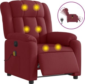 vidaXL Rozkładany fotel masujący, elektryczny, winna czerwień, tkanina 2