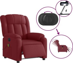 vidaXL Rozkładany fotel masujący, elektryczny, winna czerwień, tkanina 5