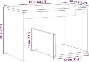 vidaXL Stolik, stare drewno, 59x36x38 cm, materiał drewnopochodny 9
