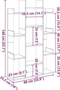 vidaXL Regał na książki, stare drewno, 86x25,5x140 cm 9