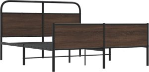 vidaXL Metalowa rama łóżka, bez materaca, brązowy dąb, 160x200 cm 3