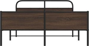 vidaXL Metalowa rama łóżka, bez materaca, brązowy dąb, 160x200 cm 5