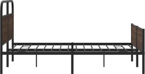 vidaXL Metalowa rama łóżka, bez materaca, brązowy dąb, 160x200 cm 6
