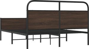 vidaXL Metalowa rama łóżka, bez materaca, brązowy dąb, 160x200 cm 7