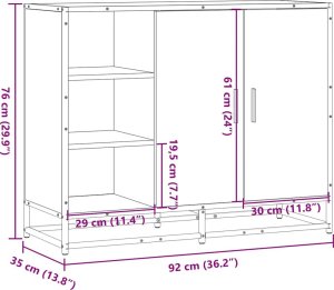 vidaXL Szafka, szary dąb sonoma, 92x35x76 cm, materiał drewnopochodny 10