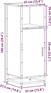 vidaXL Szafka łazienkowa Sonoma Szara 35x37,5x100 cm Drewno klejone 12