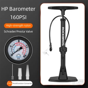 RockBros Pompka Rowerowa z Manometrem, 11 bar, podłogowa, czarna 3