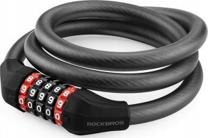 RockBros Zapięcie rowerowe zamek na szyfr 5 cyfr lina 1.8m - czarne 1