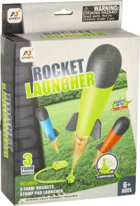 LeanToys Wyrzutnia rakiet piankowych Power launcher rocket x3 1