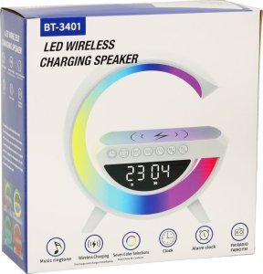 Radiobudzik KRISBERG Lampka LED RGB ładowarka indukcyjna radio budzik zegar 2