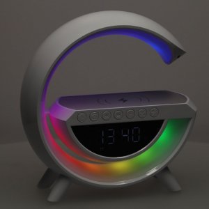 Radiobudzik KRISBERG Lampka LED RGB ładowarka indukcyjna radio budzik zegar 8