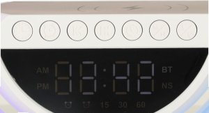 Radiobudzik KRISBERG Lampka LED RGB ładowarka indukcyjna radio budzik zegar 9