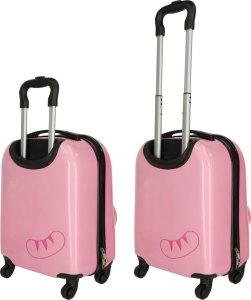 Costway Walizka podróżna dla dzieci bagaż podręczny na kółkach kot różowa 4