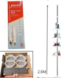 Korbi Półka łazienkowa narożna pod prysznic teleskopowa regulowana wysokość 320cm 1