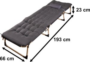 Verk Łóżko turystyczne składane polowe biznesowe 193 cm ciemny szary 4