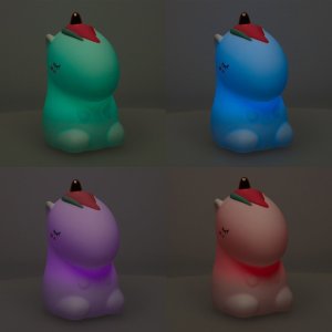 Zenwire Lampka nocna dla dzieci silikonowa na baterie biała RGB jednorożec 9