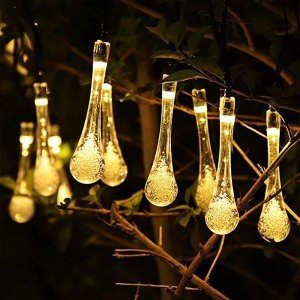 Dekoracja świąteczna Lampki solarne ogrodowe sople 6,5m 30LED ciepły biały 1