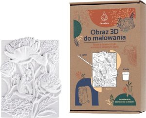 Candellana CANDELLANA Kolorowanka gipsowa obraz do malowania 3D kwiaty peonie zestaw farby i pędzle 1