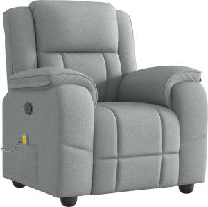 vidaXL vidaXL Rozkładany fotel masujący, jasnoszary, obity tkaniną 2