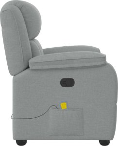 vidaXL vidaXL Rozkładany fotel masujący, jasnoszary, obity tkaniną 4
