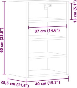 vidaXL vidaXL Szafka wisząca z szybą, stare drewno, 40x29,5x60 cm 10