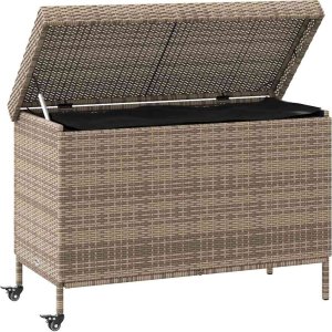 Skrzynia ogrodowa vidaXL vidaXL Skrzynia ogrodowa z kółkami, szara, 110x55x73 cm, polirattan 3