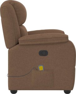 vidaXL vidaXL Rozkładany fotel masujący, brązowy, obity tkaniną 4