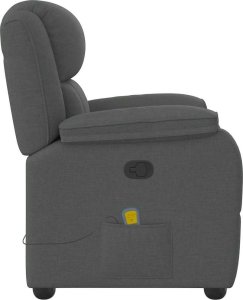 vidaXL vidaXL Rozkładany fotel masujący, ciemnoszary, obity tkaniną 4