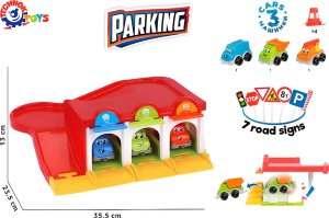 Technok ZESTAW PARKING Z 3 SAMOCHODZIKAMI DLA DZIECI KOLOROWY PARKING ZJAZD ZNAKI 2