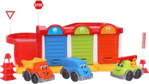 Technok ZESTAW PARKING Z 3 SAMOCHODZIKAMI DLA DZIECI KOLOROWY PARKING ZJAZD ZNAKI 3