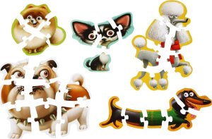 Cubika PUZZLE 5W1 PSY 27 ELEMENTÓW ZWIERZAKI ZESTAW UKŁADANKA PUDEŁKO Z UCHWYTEM 3