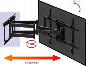 VETOUSON Długi 65cm Uchwyt do Telewizora 32-65 cali Obrotowy Uniwersalny Wieszak TV 2