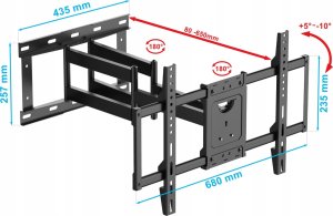 VETOUSON Długi 65cm Uchwyt do Telewizora 32-65 cali Obrotowy Uniwersalny Wieszak TV 10