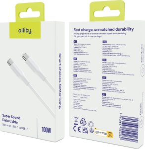 Kabel USB Allity kabel AUC-02 USB-C - USB-C 1,0 m 100W biały 10