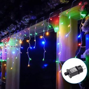 Lampki choinkowe Aigostar  Sople 200 led kolorowa fala 50 zwisów na 10m kablu długość 0.2-0.6m Sople 200 led kolorowa fala 50 zwisów na 10m kablu długość 0.2-0.6m 1