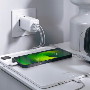 Ładowarka Allity Allity ładowarka sieciowa GaN PD QC ATC-01-65WACC 2x USB-C 1x USB-A 65W biała 3