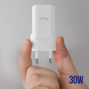 Ładowarka Allity Allity ładowarka sieciowa GaN PD QC ATC-01-30WAC 1x USB-C 1x USB-A 30W biała 3