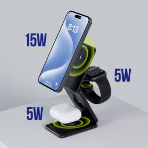 Ładowarka Allity Allity ładowarka bezprzewodowa AWC-230-22WMS 22,5W grafitowa 3w1 2