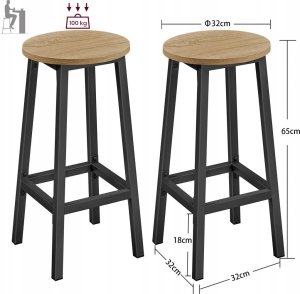 vidaXL Taborety Barowe 2 szt, - sonoma - LBC032B11 3