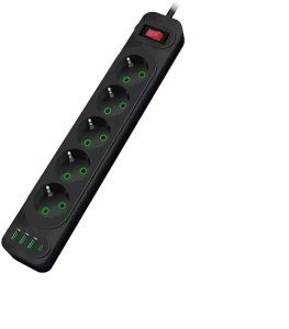 Transcend F25U 2m extension cord with 3 Sockets + 3 USB + 1 USB-C 2