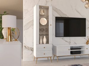 ML Meble Witryna wysoka GALENA biały połysk z podświetleniem ML MEBLE 4